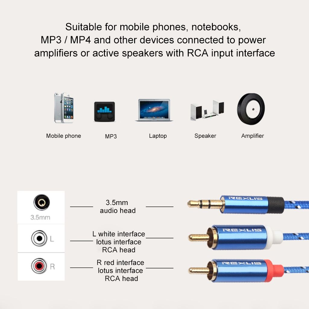 REXLIS 3610 3.5mm Male To Dual Audio Cable