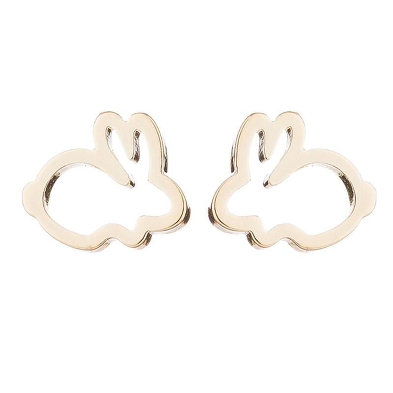 Sweet Hollow Rabbit Ear Studs Bunny Earrings Women-Silver