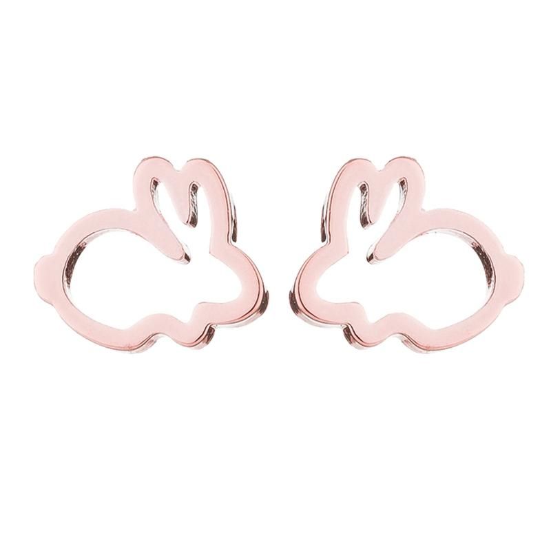 Sweet Hollow Rabbit Ear Studs Bunny Earrings Women-Silver