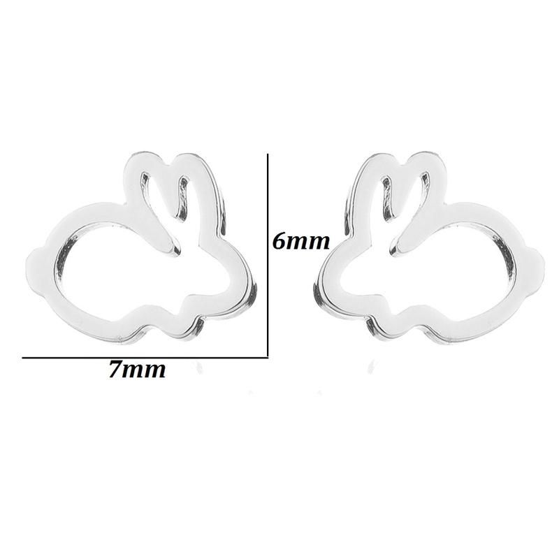 Sweet Hollow Rabbit Ear Studs Bunny Earrings Women-Silver