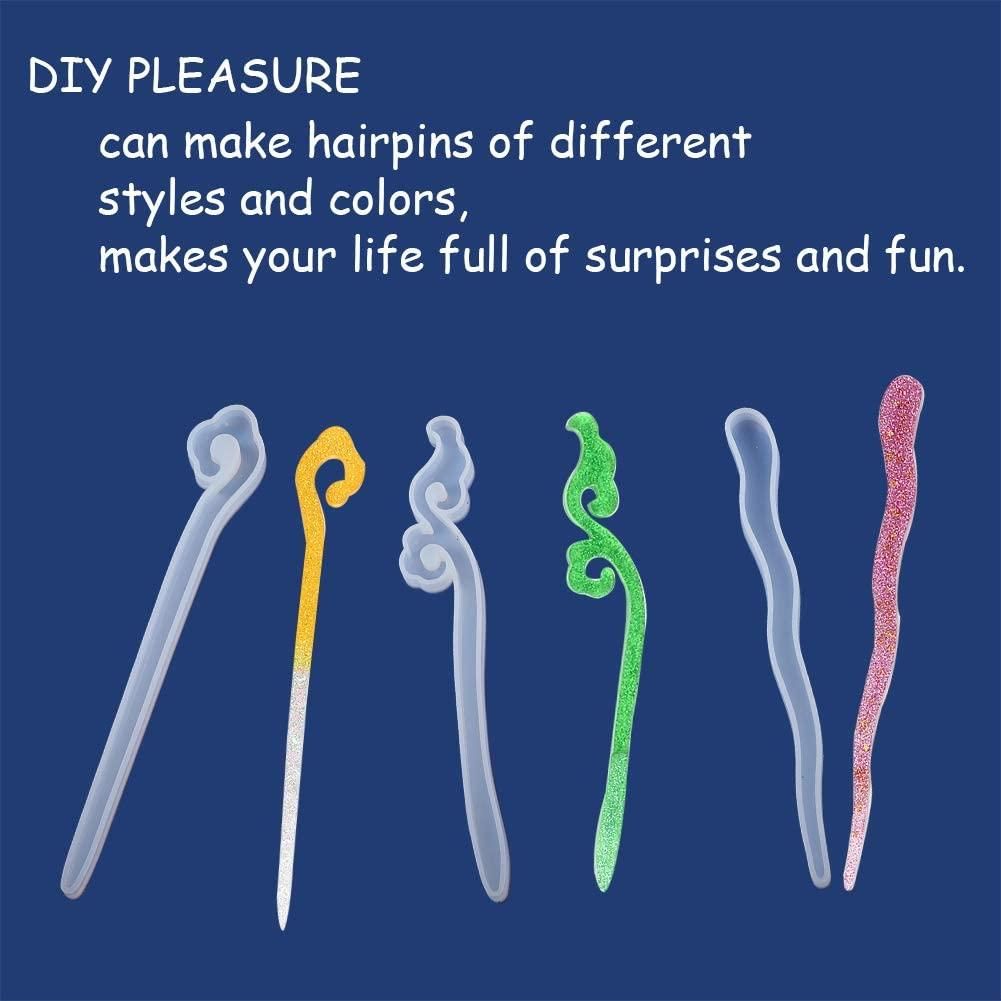 8Pcs Clear Hairpin Mould Silicone Mould for Resin Hair Pin M