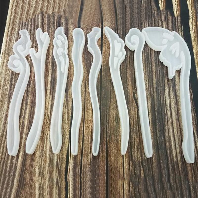 8Pcs Clear Hairpin Mould Silicone Mould for Resin Hair Pin M