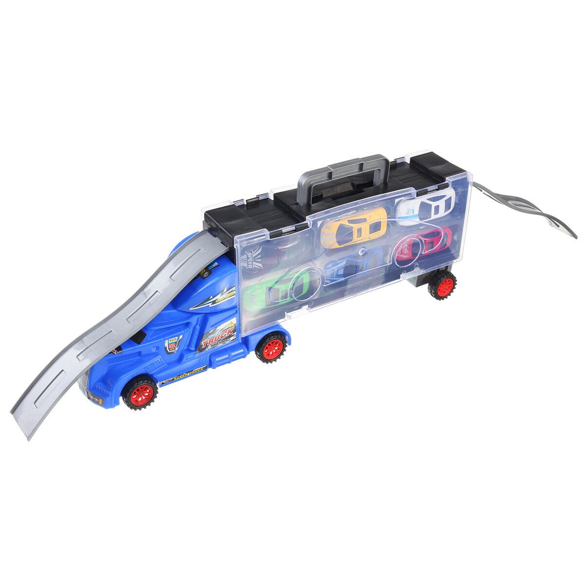 Kids Toys Van Alloy Vehicles Truck Model Car Boy Christmas Toy Gift + Taxi Track Blue