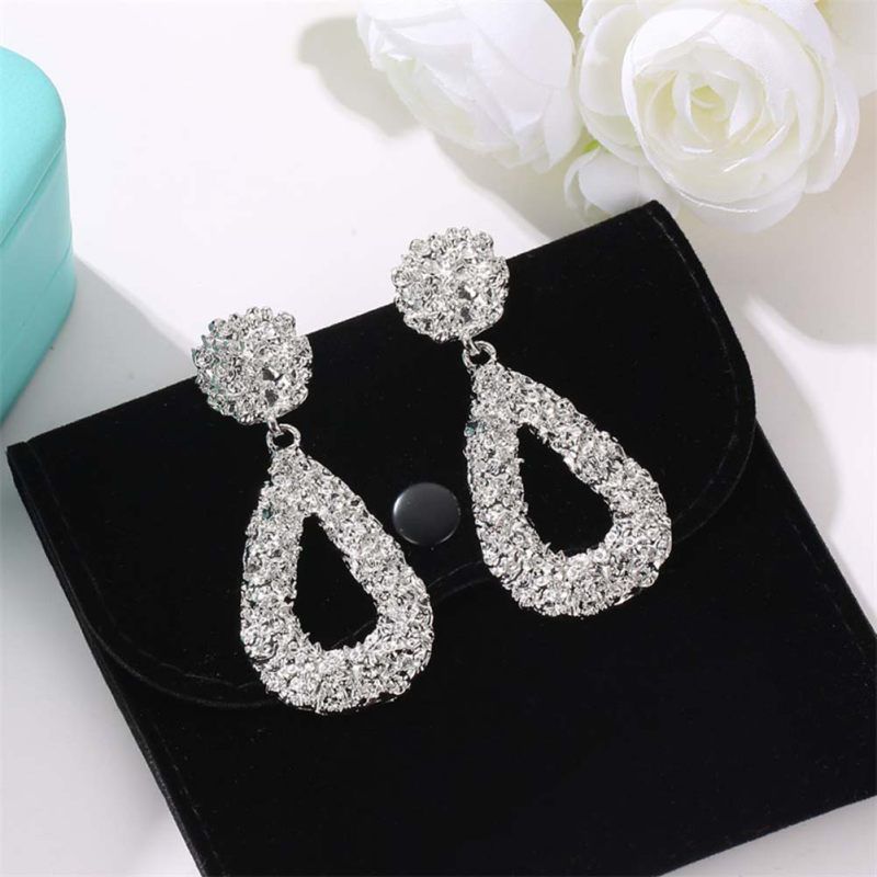 Bohemia Women Geometric Emboss Hollow Teardrop-Rose Gold