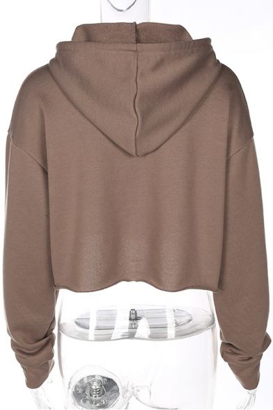 Brown Bad Girl Crop Top Hoodie