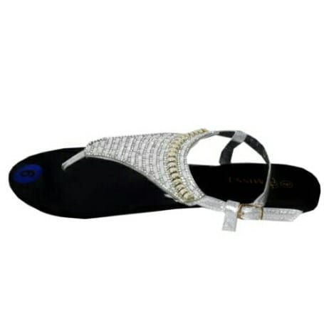 Embellished Women's Flat Sandal - Silver