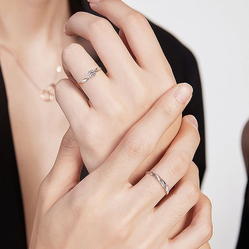 Men Women S925 Silver Ring,Couple Engagement Marriage Open Adjustable Ring