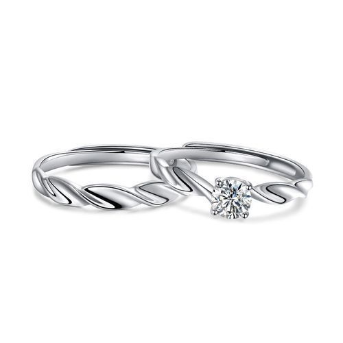 Men Women S925 Silver Ring,Couple Engagement Marriage Open Adjustable Ring