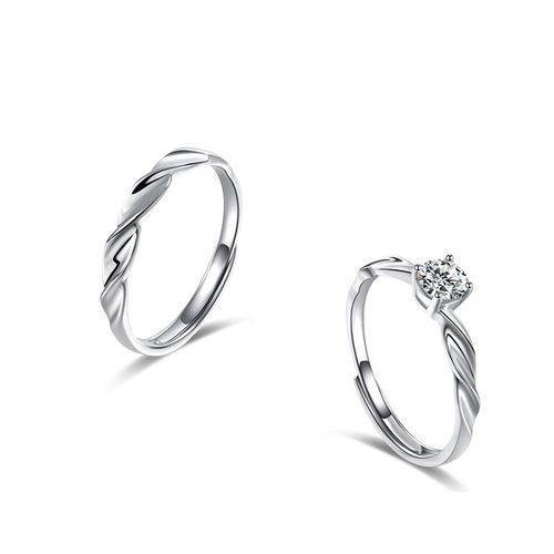Men Women S925 Silver Ring,Couple Engagement Marriage Open Adjustable Ring