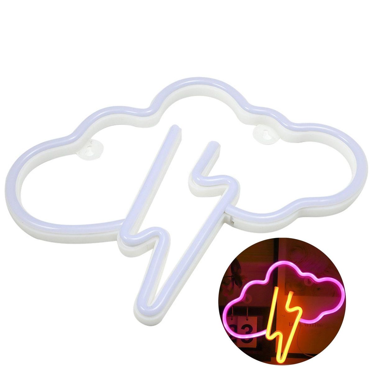 LED Night Lamp Cloud Neon Sign Lamp Photography Prop PinkYellow