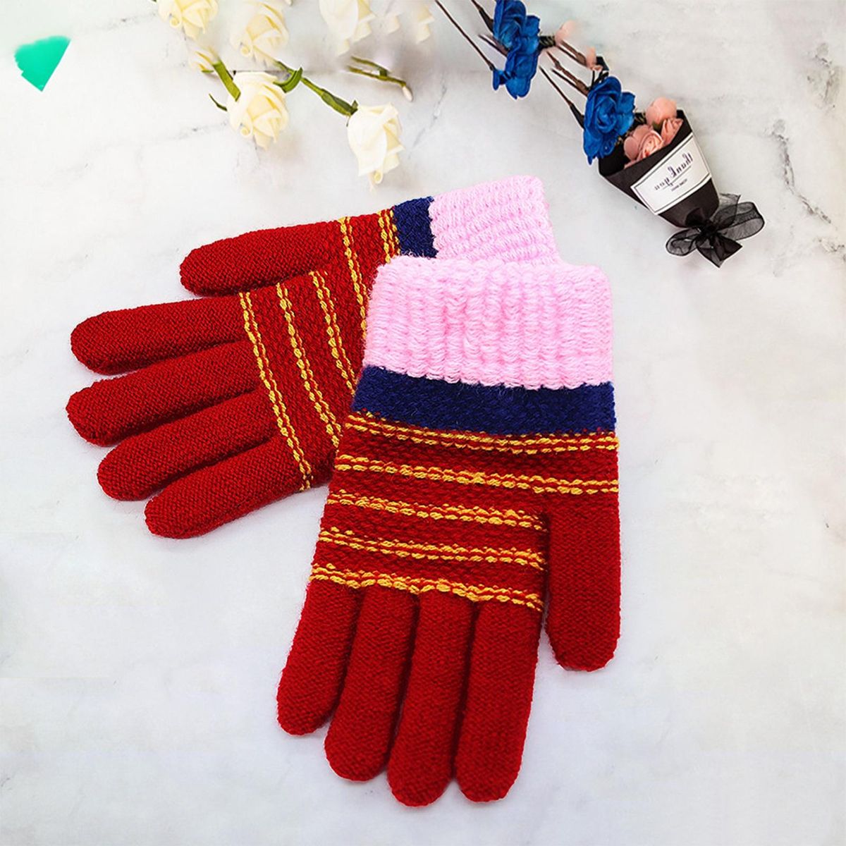 Children Winter Gloves Cozykids Winter Writing Gloves Soft Knitted Red