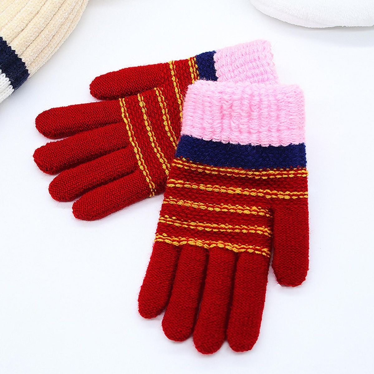 Children Winter Gloves Cozykids Winter Writing Gloves Soft Knitted Red