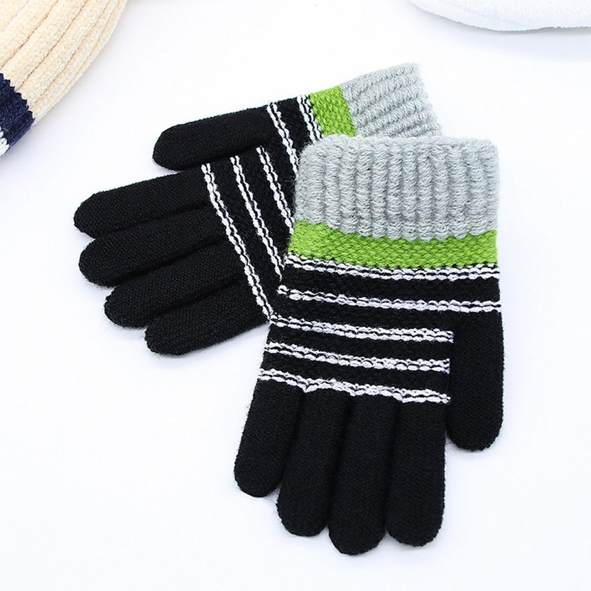 Children Winter Gloves Cozykids Winter Writing Gloves Soft Knitted Black