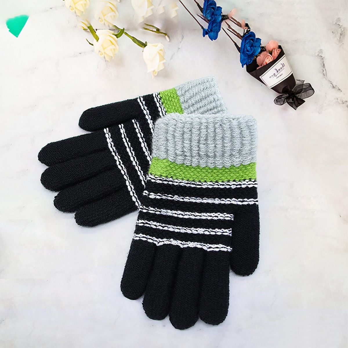 Children Winter Gloves Cozykids Winter Writing Gloves Soft Knitted Black