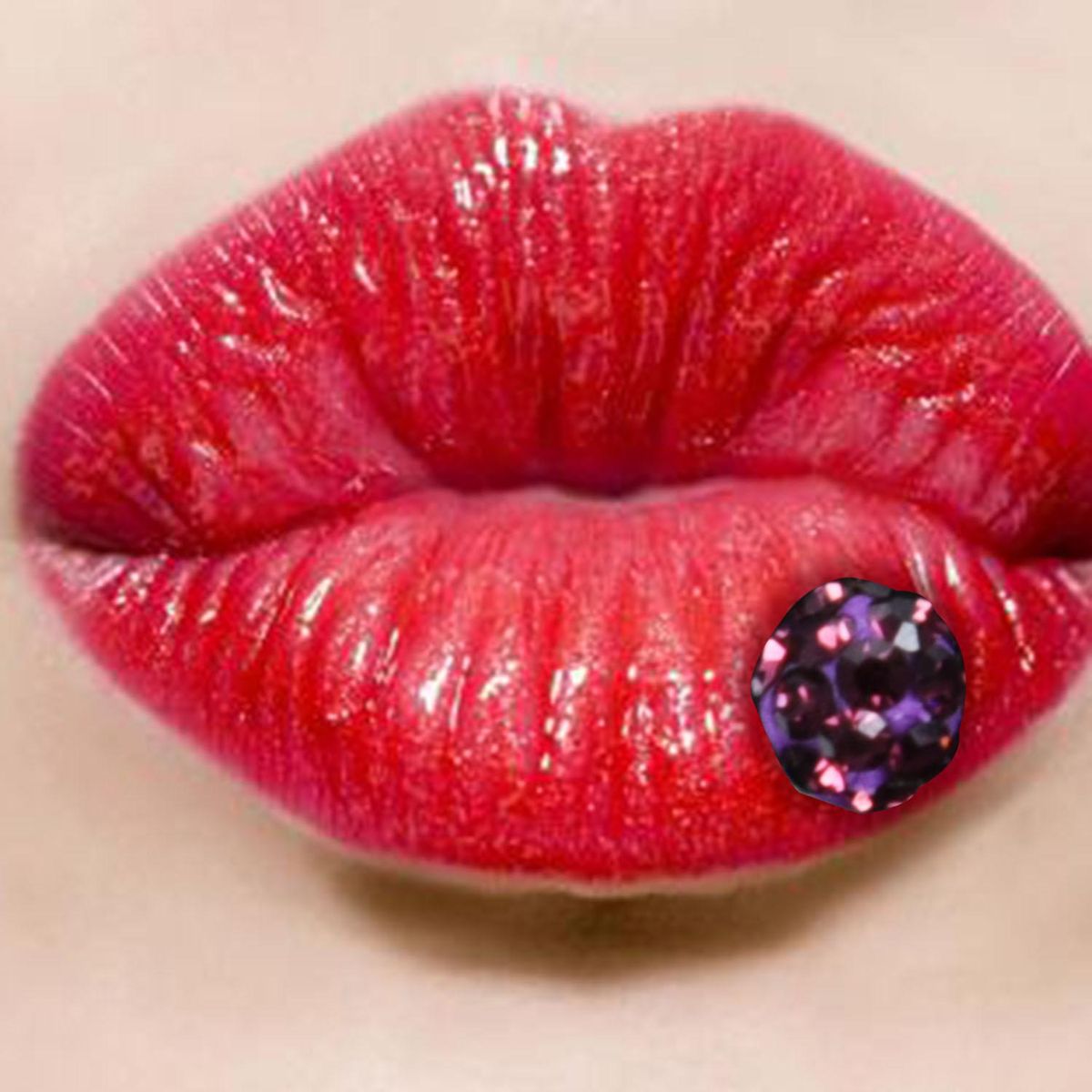 Cool Crystal Gem Steel Micro Labret Piercing Stud for Lip /