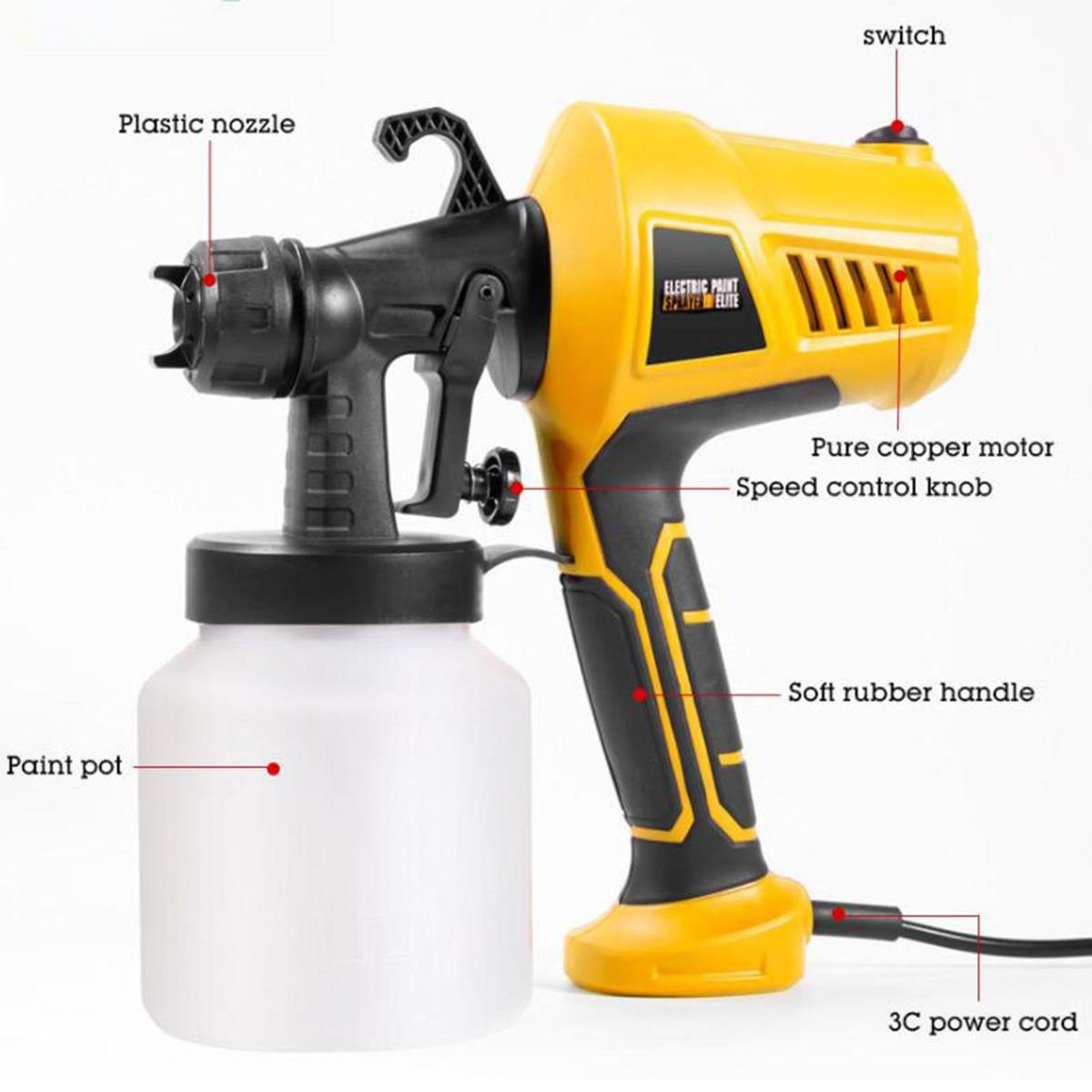 Electric  Gun 400W HVLP  Sprayer Painting For Home Yellow