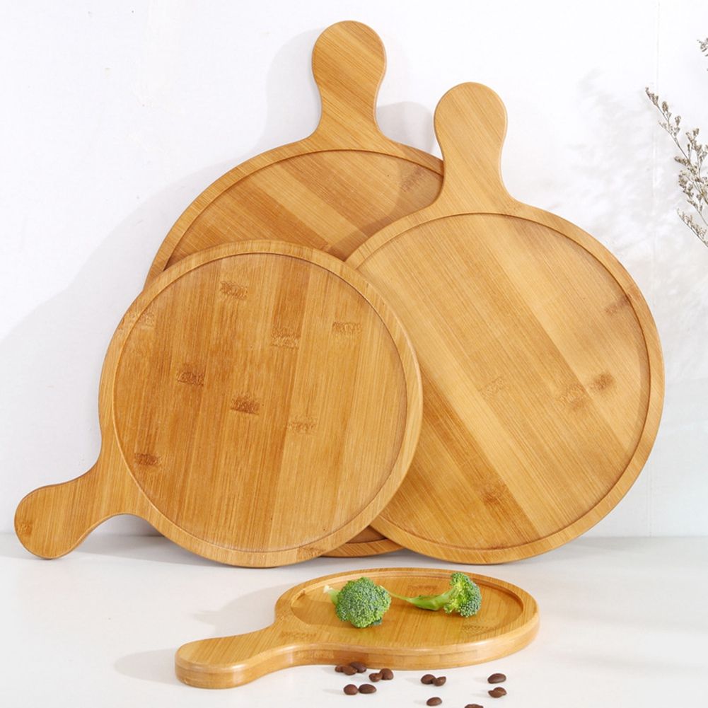 Bamboo Wooden Round Pizza Tray Cafe Dessert Pizza Tray