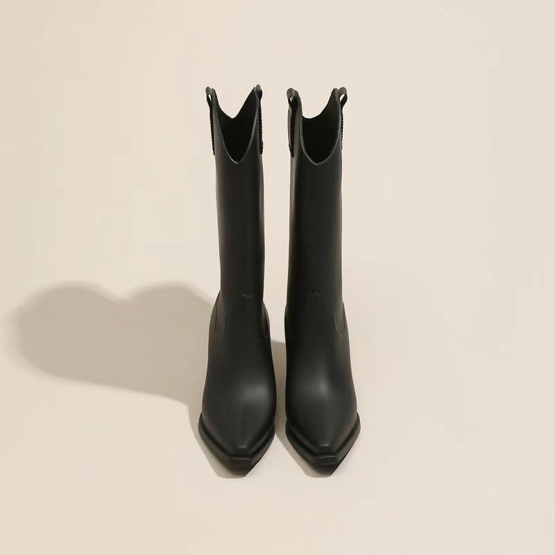 Pointed Rain Boots, Anti-skid, Waterproof,  High Fashion-Hoarse Black