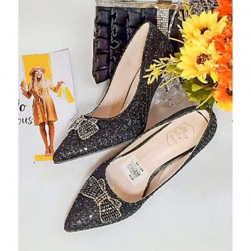 Gergeuos Party Sequence Block Heel Shoe - Black
