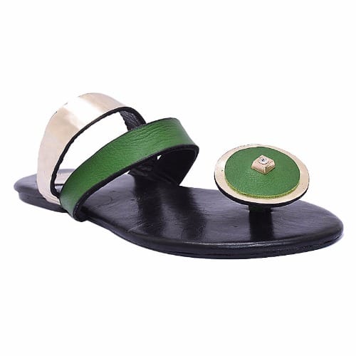 Concentric Circle Toe Leather Flat Slippers