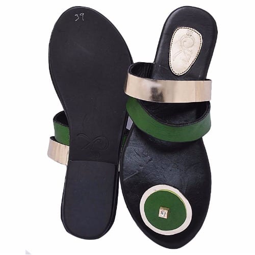 Concentric Circle Toe Leather Flat Slippers