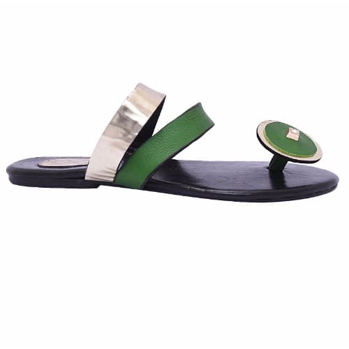 Concentric Circle Toe Leather Flat Slippers