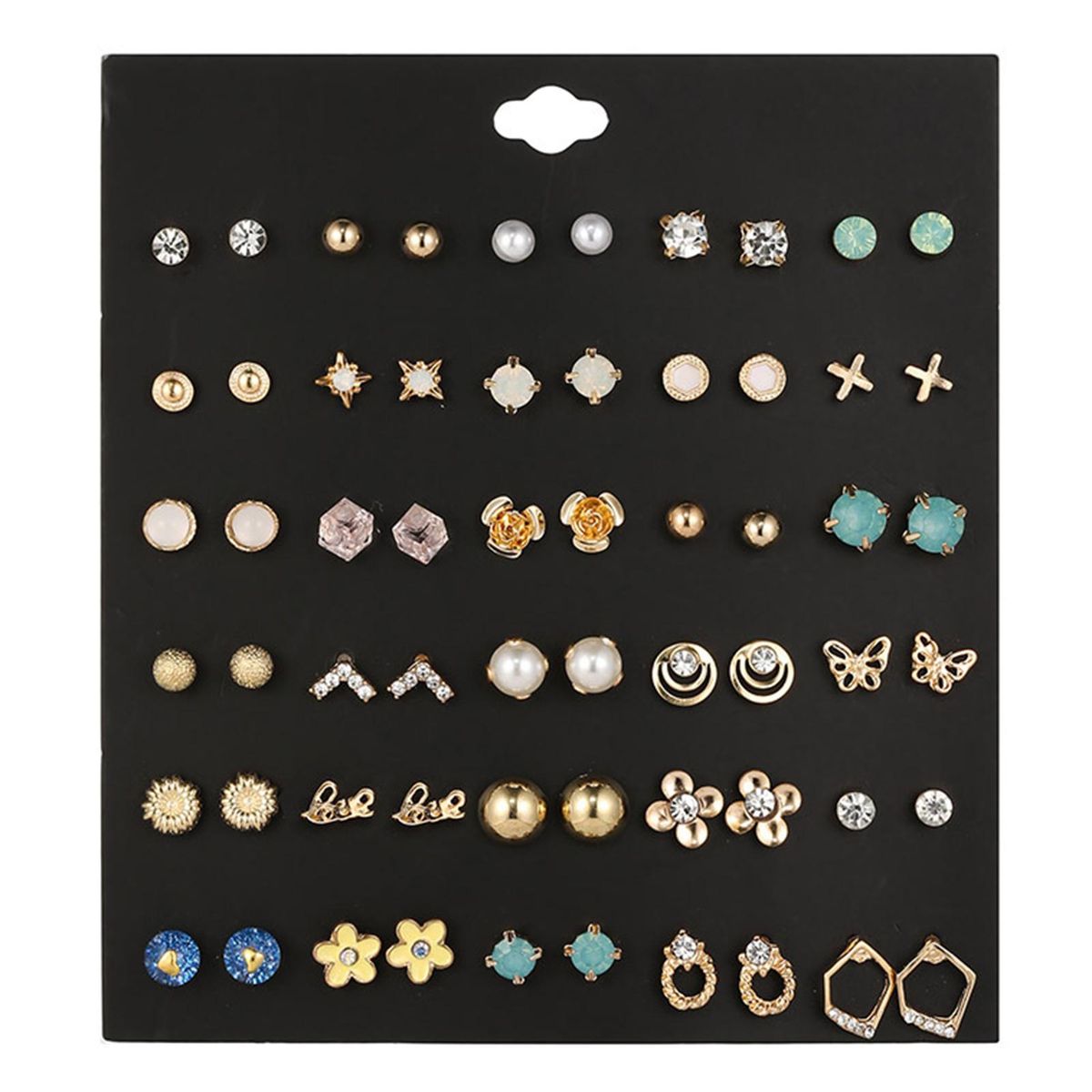 Fashion Earring Set Pendants Earring 30 Pairs of Pearl Earring Crystal Ear Studs
