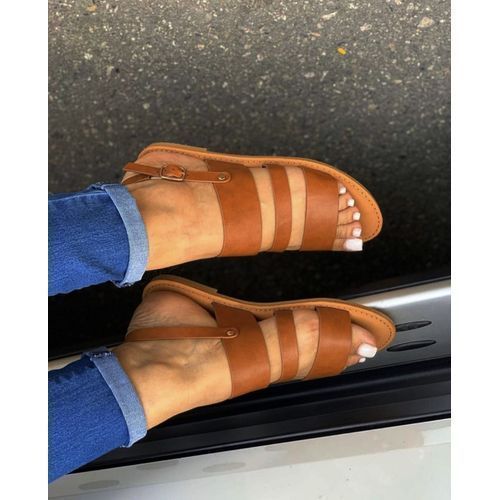 Leather Flip Flop  Sexy Ladies Sandals-Brown