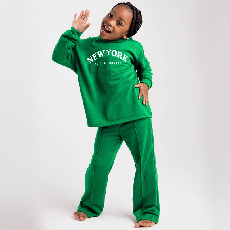 Girls' 2Pieces Pants Set Hoodie Long Sleeve Letter Pattern Clothing-Green