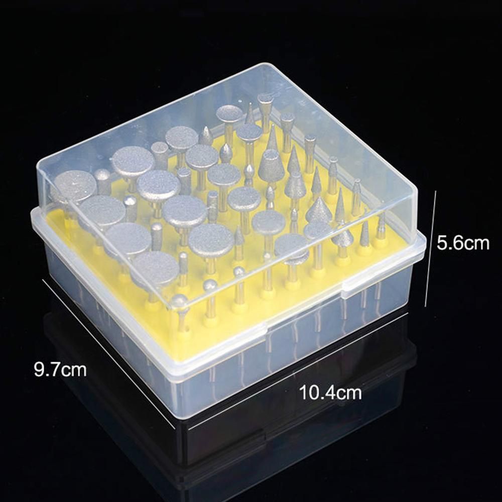 50pcs Diamond Grinding Heads 1/8-Inch Shank Diamond Coated Rotary Burrs Set Grinder Rotary Tool Set Grinding Cutting Head Drill Bits Metal Carving Polishing Tool Sets Electric Grinding Accessories