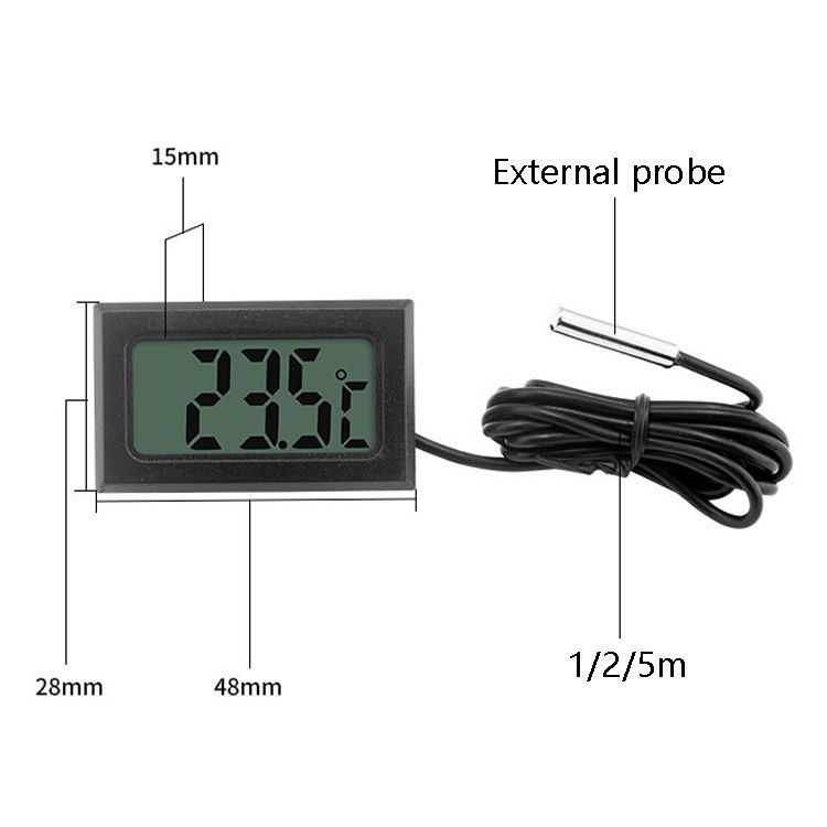 2 PCS Fish Tank Digital Thermometer, Line Length:  1m (White
