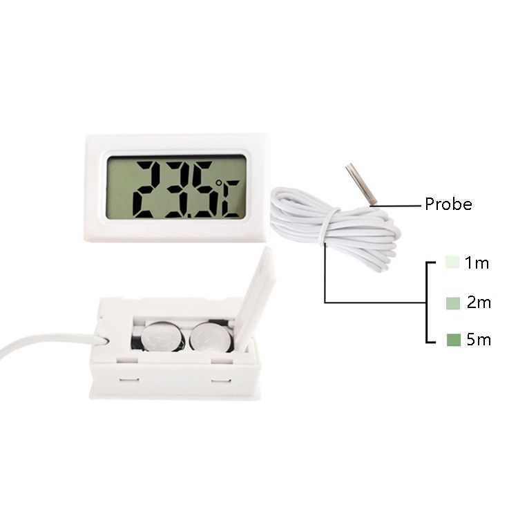 2 PCS Fish Tank Digital Thermometer, Line Length:  1m (White