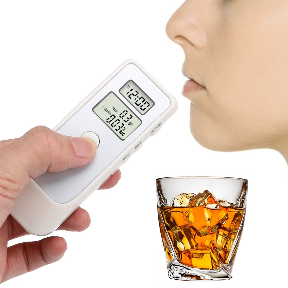 Breathalyzer Portable Alcohol Detector With Clock Backlight LCD Screen Breath Tester Breathalyser