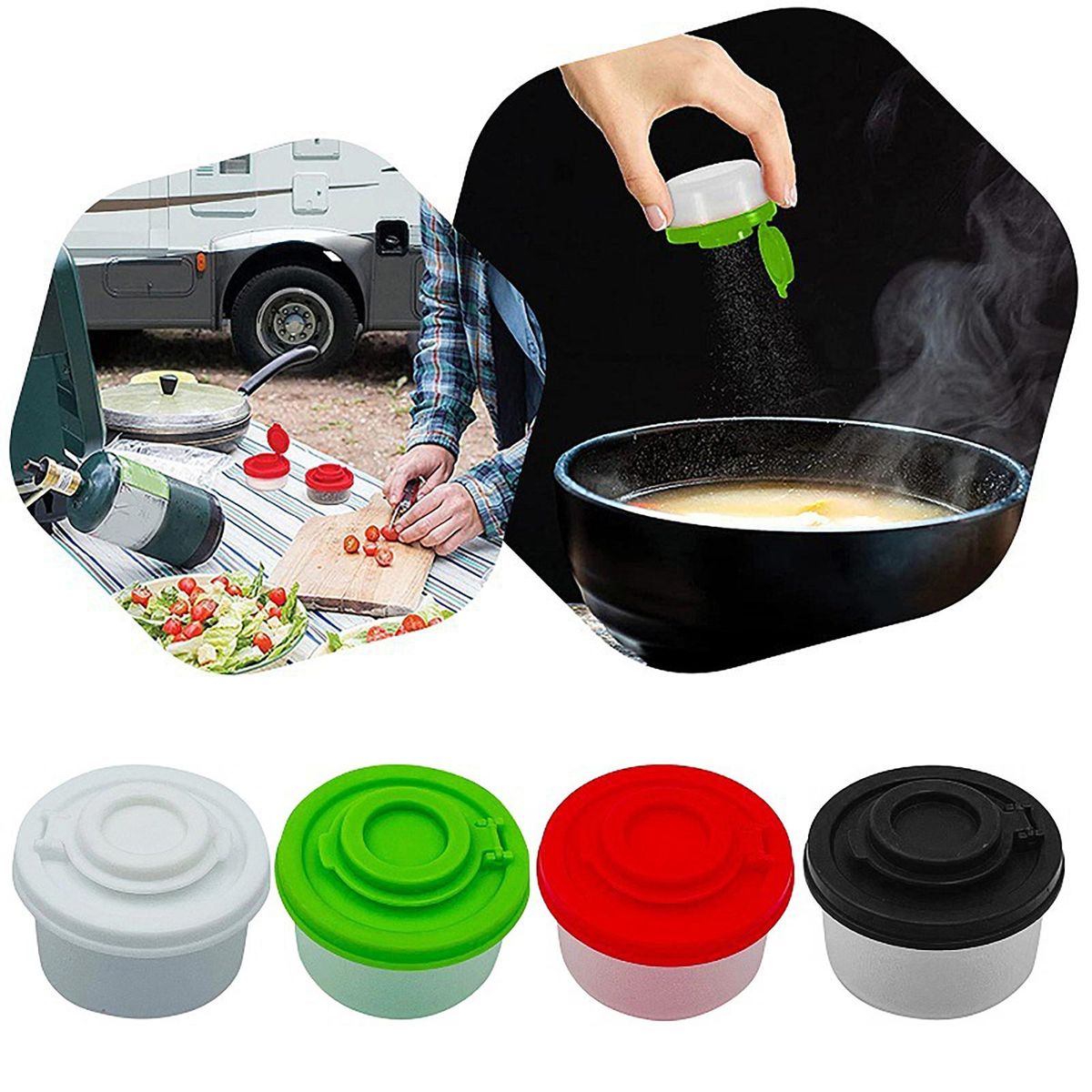 Travel-friendly Condiment Containers Moisture-proof Salt for Kitchen White