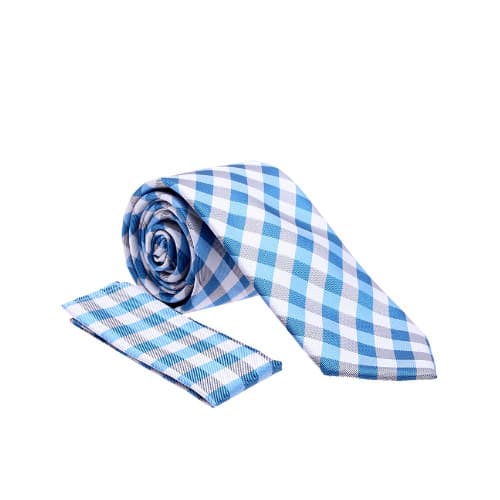 Men's Checked Tie - Blue & White