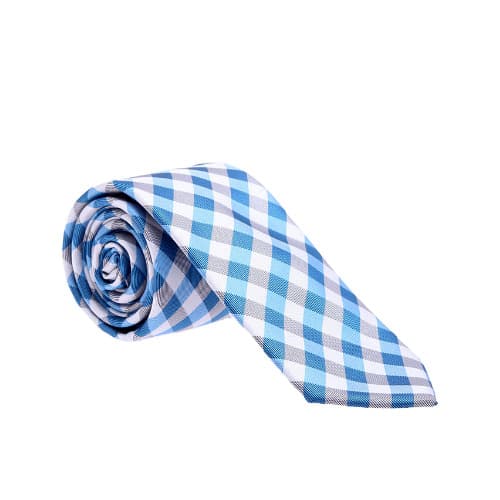Men's Checked Tie - Blue & White