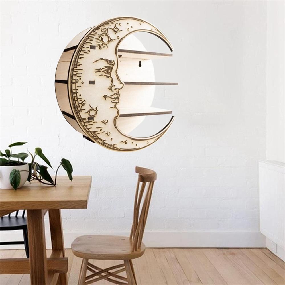 Crystal Display Essential Oil Shelf Moon Shelf Decor for Bed