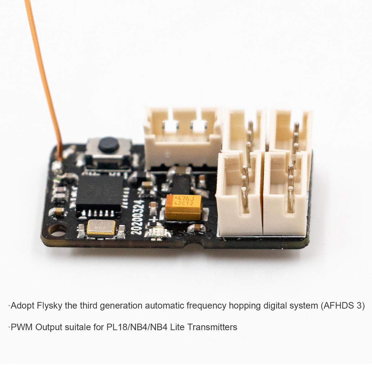 FLYSKY GMr 2.4GHz 4CH AFHDS3 Receiver PWM Output for RC Racing Vehicle Drifting Mini Car Compatible with NB4/NB4 Lite Transmitters DIY Replacement