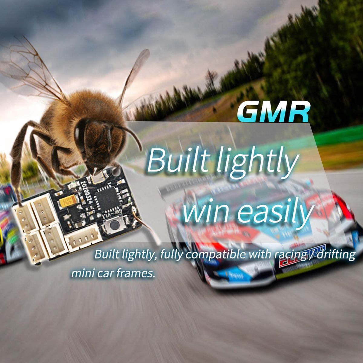FLYSKY GMr 2.4GHz 4CH AFHDS3 Receiver PWM Output for RC Racing Vehicle Drifting Mini Car Compatible with NB4/NB4 Lite Transmitters DIY Replacement