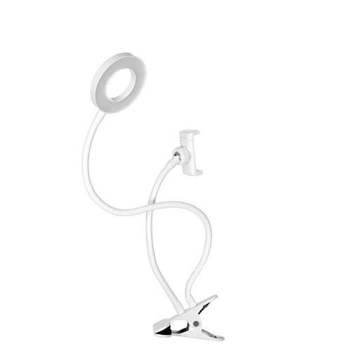 3 Light Mode Selfie Ring Light Cell Phone Holder +  Bluetooth Remote Control - White