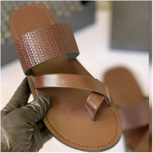 Realwon Classic Brown Basket Male Slippers