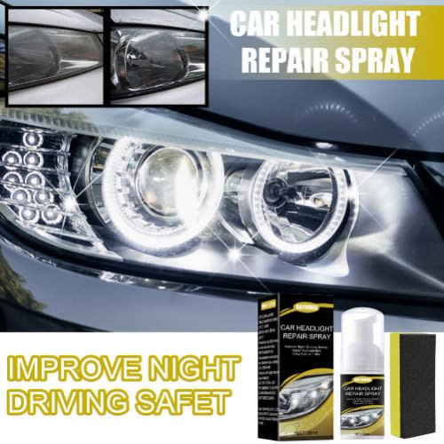 Car Headlight Repair Spray -  Auto Lens Polish Wax Restoration Cleaner - 30ml