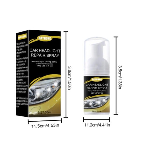 Car Headlight Repair Spray -  Auto Lens Polish Wax Restoration Cleaner - 30ml