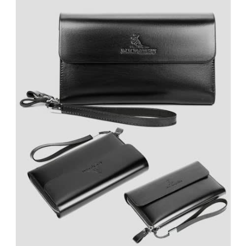 Double Zipper Men's Clutch Wallet- Black