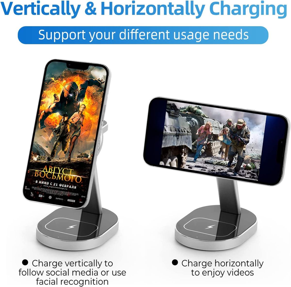 Aluminum Alloy 3 In 1 Magnetic Wireless Charger, 15W Wireless Charging Station, MagSafe Charger Stand Compatible With IPhone 14 13 12 Pro/Pro Max/Mini, Apple Watch 8/Ultra/7/6/5/4/3/2/SE, AirPods
