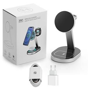 Aluminum Alloy 3 In 1 Magnetic Wireless Charger, 15W Wireless Charging Station, MagSafe Charger Stand Compatible With IPhone 14 13 12 Pro/Pro Max/Mini, Apple Watch 8/Ultra/7/6/5/4/3/2/SE, AirPods