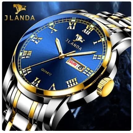 Men's Bracelet Luxury Water Proof Wrist Watch - Silver And Gold