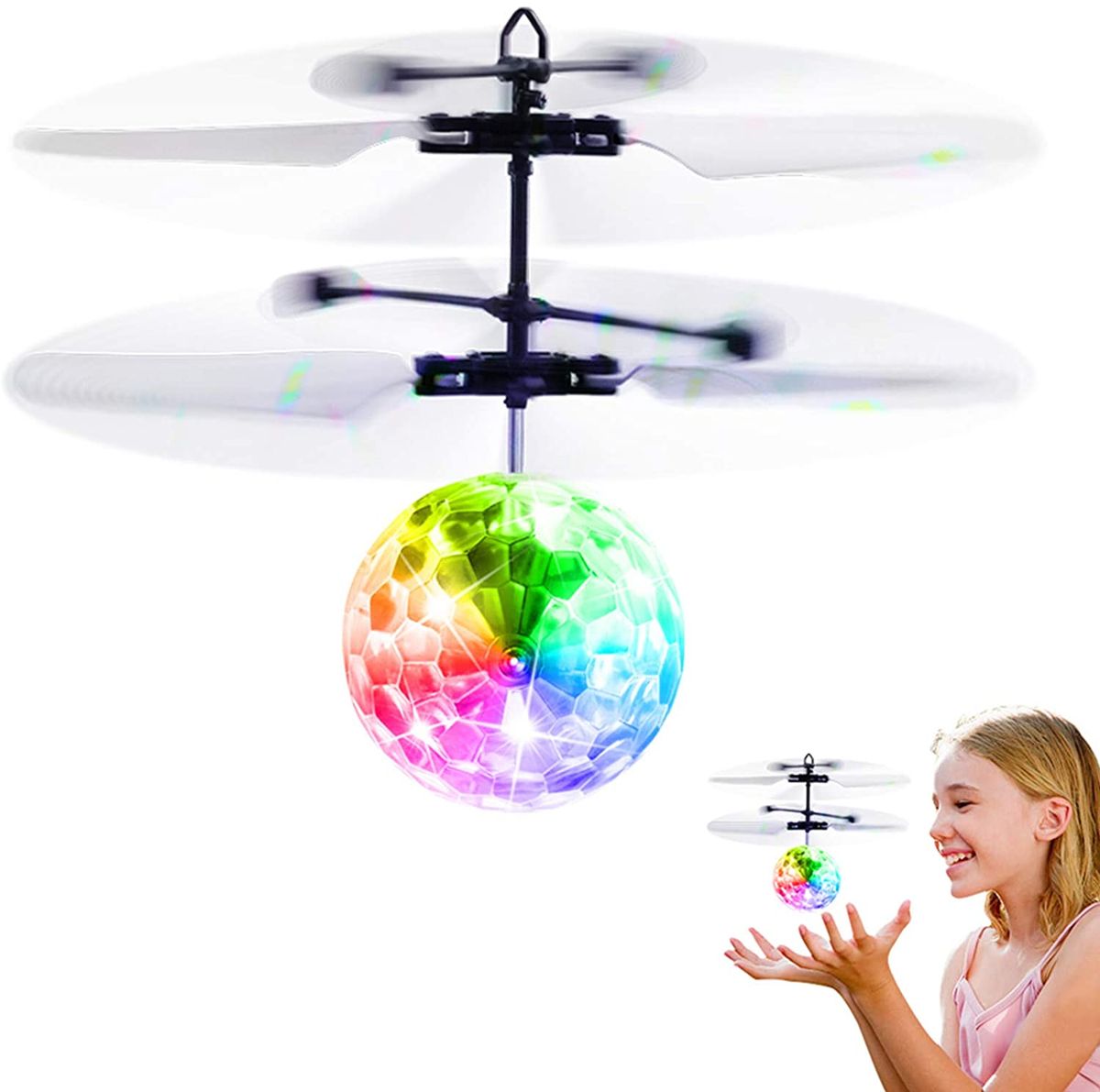 RC Helicopter With Light Electric Flying Ball Aircraft Game Adults Kids Toys Gifts