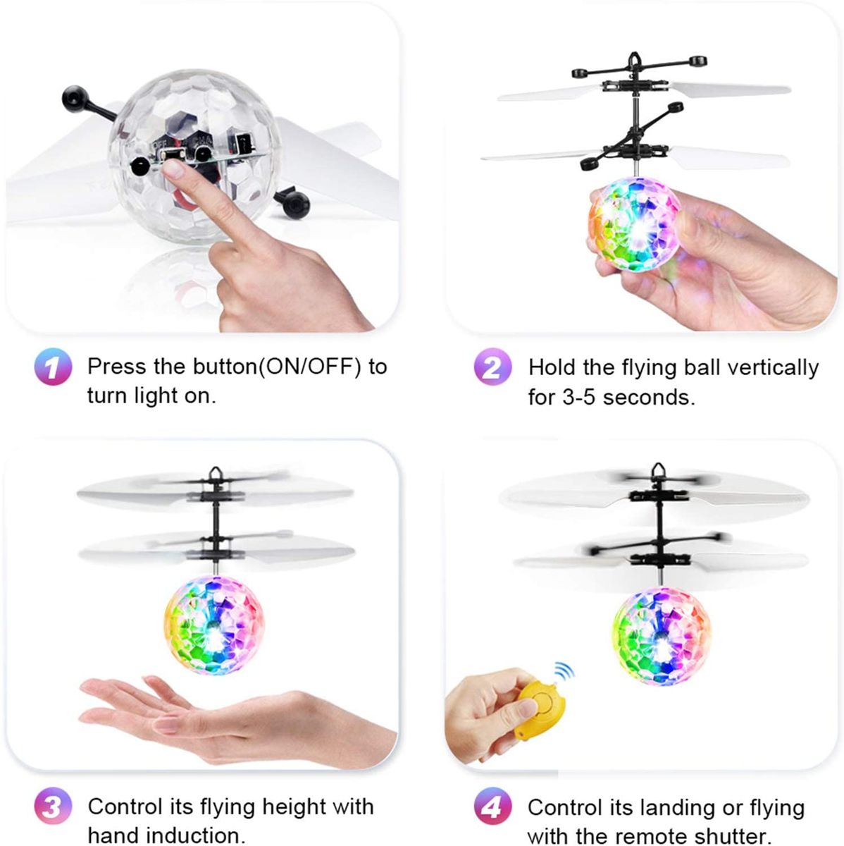RC Helicopter With Light Electric Flying Ball Aircraft Game Adults Kids Toys Gifts