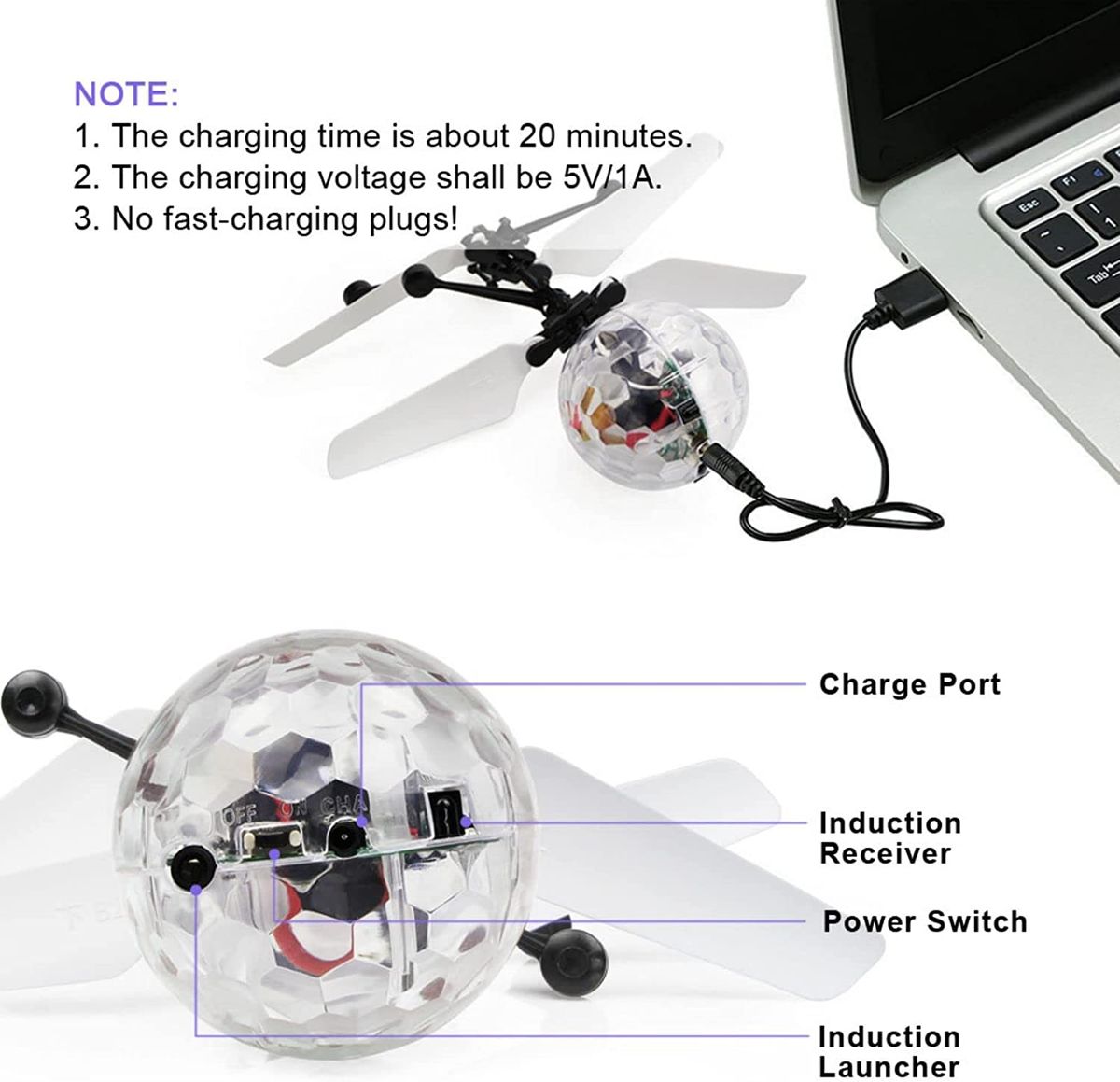 RC Helicopter With Light Electric Flying Ball Aircraft Game Adults Kids Toys Gifts
